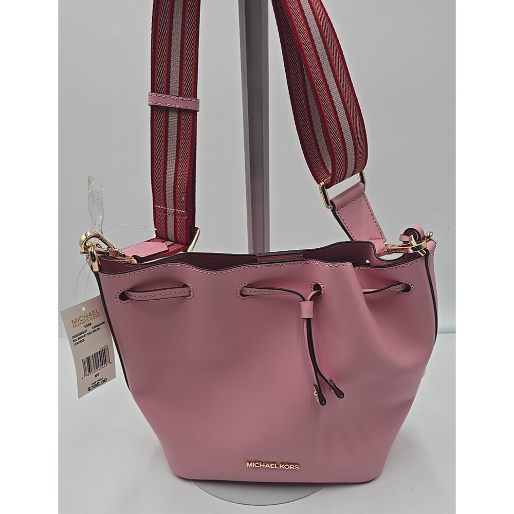 NEW MICHAEL Michael Kors Eden Medium Leather Pink Bucket Shoulder Bag MSRP $398. - Picture 3 of 16